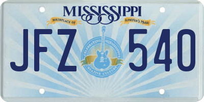 MS license plate JFZ540