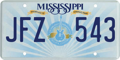 MS license plate JFZ543