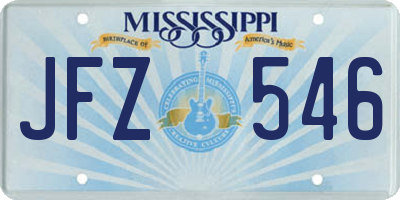 MS license plate JFZ546