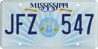 MS license plate JFZ547
