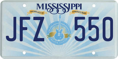 MS license plate JFZ550