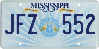 MS license plate JFZ552