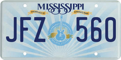 MS license plate JFZ560