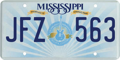 MS license plate JFZ563