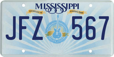 MS license plate JFZ567