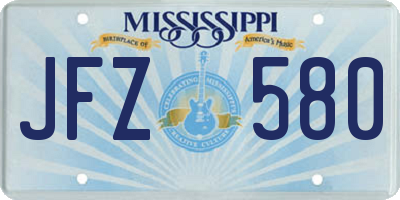 MS license plate JFZ580