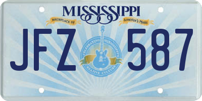 MS license plate JFZ587