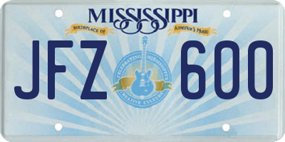 MS license plate JFZ600