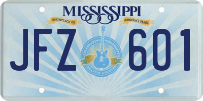 MS license plate JFZ601