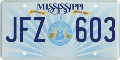 MS license plate JFZ603
