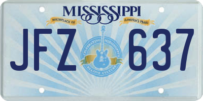 MS license plate JFZ637