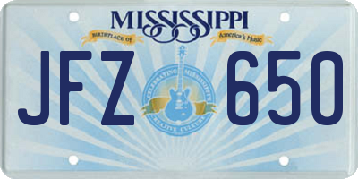 MS license plate JFZ650