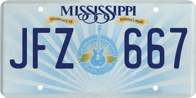 MS license plate JFZ667