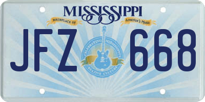 MS license plate JFZ668