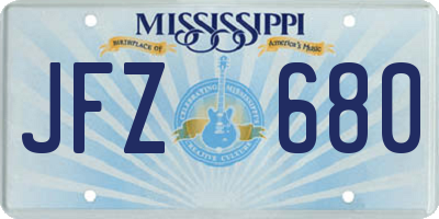 MS license plate JFZ680