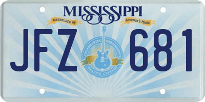 MS license plate JFZ681