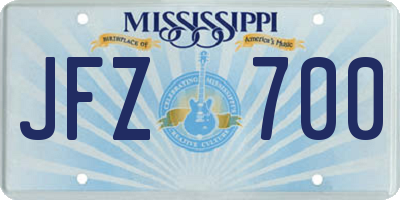 MS license plate JFZ700