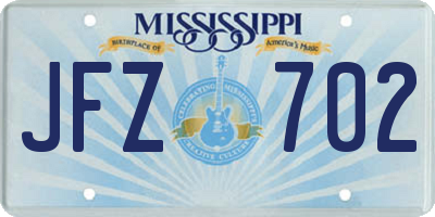 MS license plate JFZ702