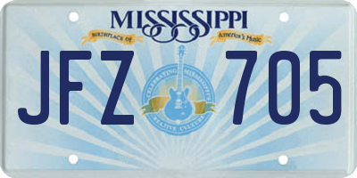 MS license plate JFZ705