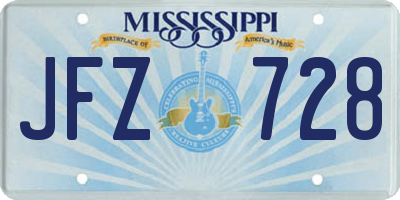 MS license plate JFZ728