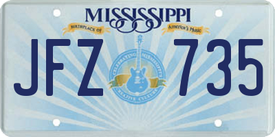 MS license plate JFZ735