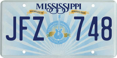 MS license plate JFZ748