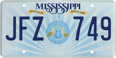 MS license plate JFZ749