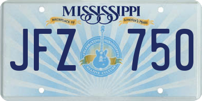 MS license plate JFZ750
