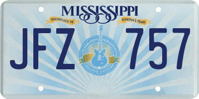 MS license plate JFZ757
