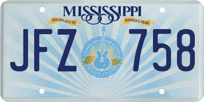 MS license plate JFZ758