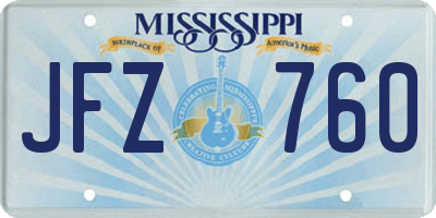 MS license plate JFZ760