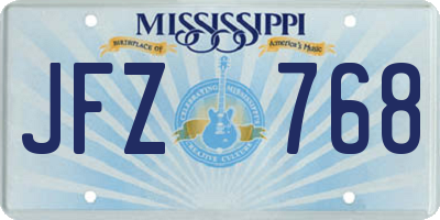 MS license plate JFZ768