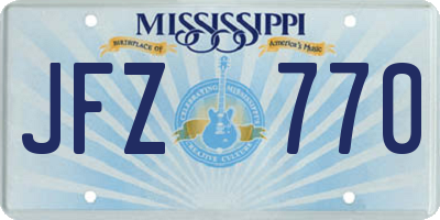 MS license plate JFZ770