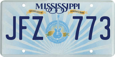 MS license plate JFZ773