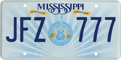 MS license plate JFZ777