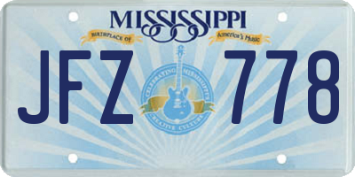 MS license plate JFZ778