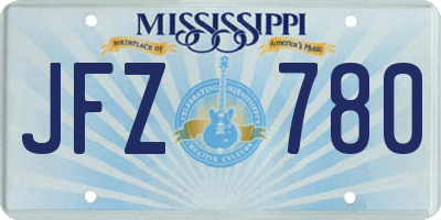 MS license plate JFZ780