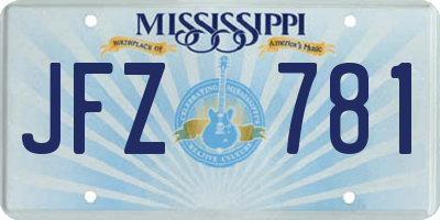 MS license plate JFZ781