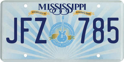 MS license plate JFZ785