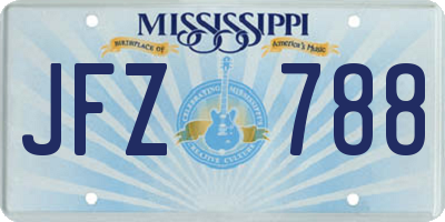 MS license plate JFZ788