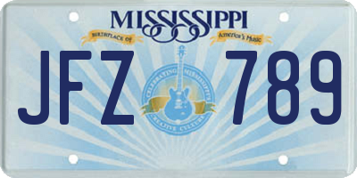 MS license plate JFZ789