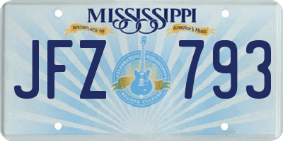 MS license plate JFZ793