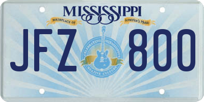 MS license plate JFZ800