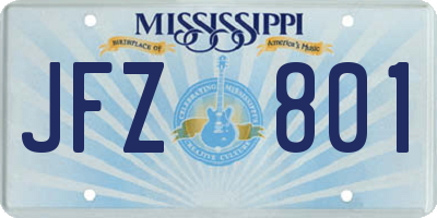 MS license plate JFZ801