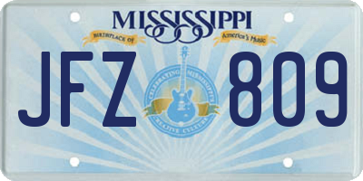 MS license plate JFZ809