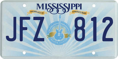 MS license plate JFZ812