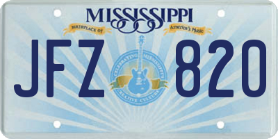 MS license plate JFZ820