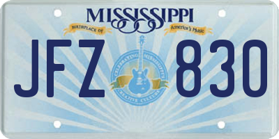 MS license plate JFZ830