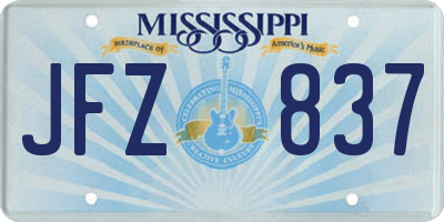 MS license plate JFZ837