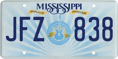 MS license plate JFZ838